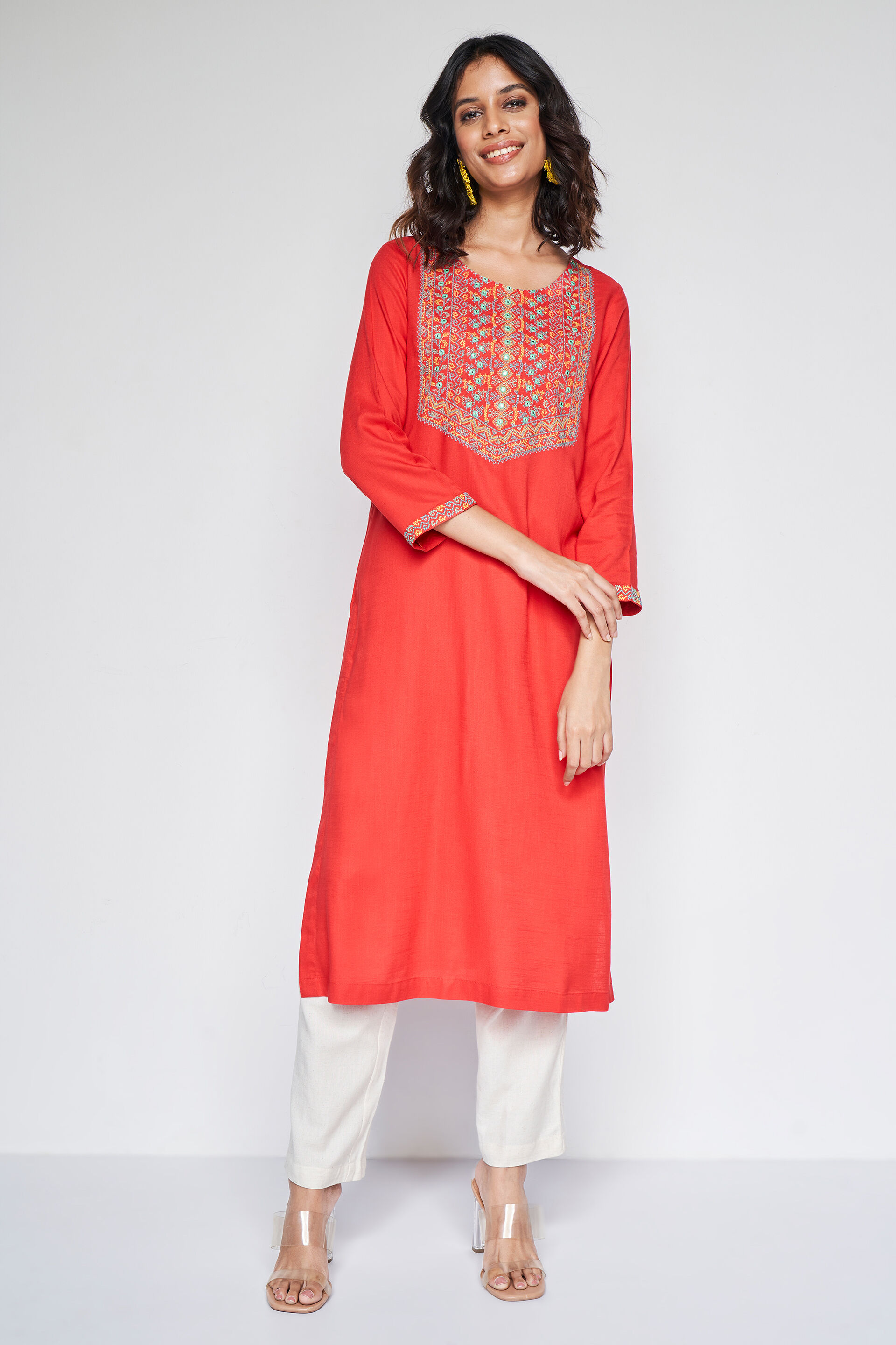 Latest sale orange kurtis